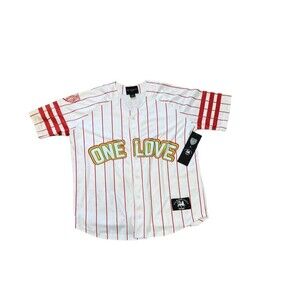 Defend Brooklyn Mens White/Red Striped One Love Jersey/Shirt Size Small DFBK